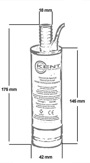 Kent 24 Volt Mazot Aktarma Pompası, Mini Kalem Dalgıç Pompa